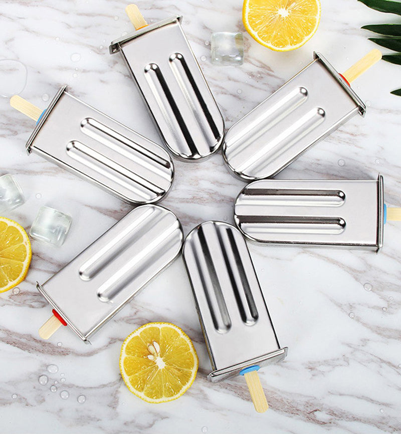 Stainless Steel Popsicle Mold Set – Reusable Ice Lolly Maker with Holder Rack for Homemade Treats