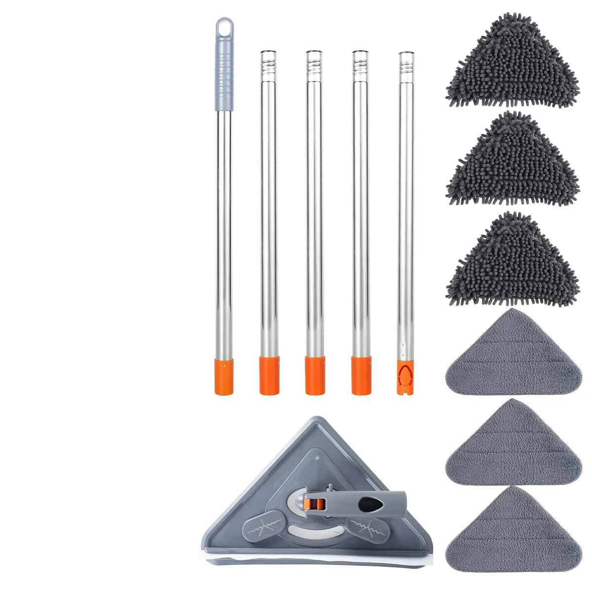 360 Degree Rotating Triangle Microfiber Wall Mop with Long Handle Adjustable Dry and Wet Cleaning Mop for Efficient Floor Dusting