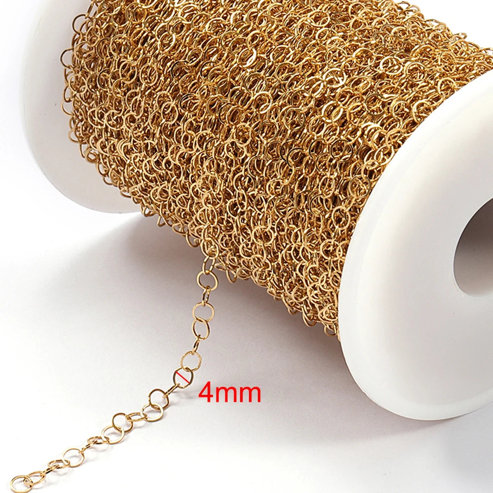 2Meters Stainless Steel Link Cable Gold Chains for DIY Jewelry