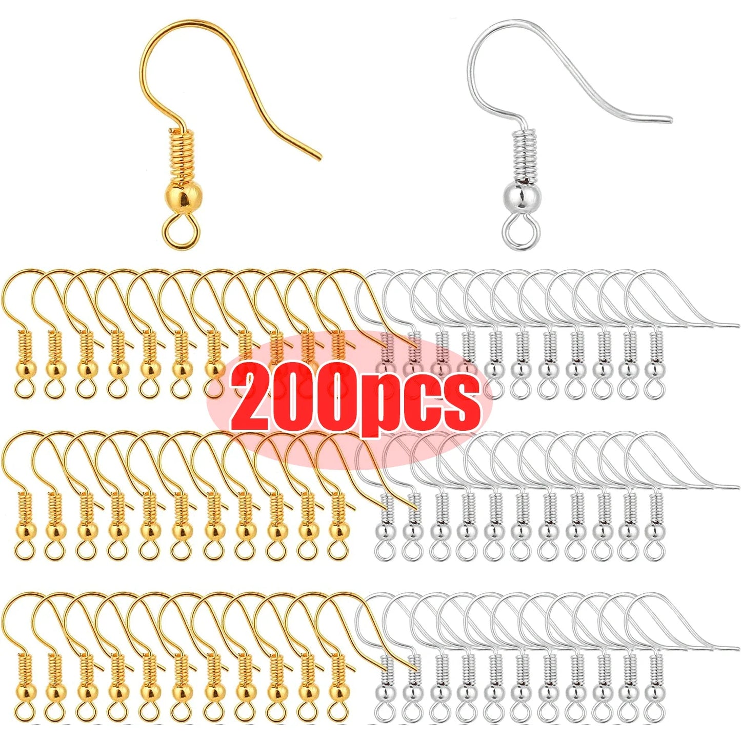 100/200pcs DIY Earring Findings Stainless Steel Hooks Hypoallergenic Earwires