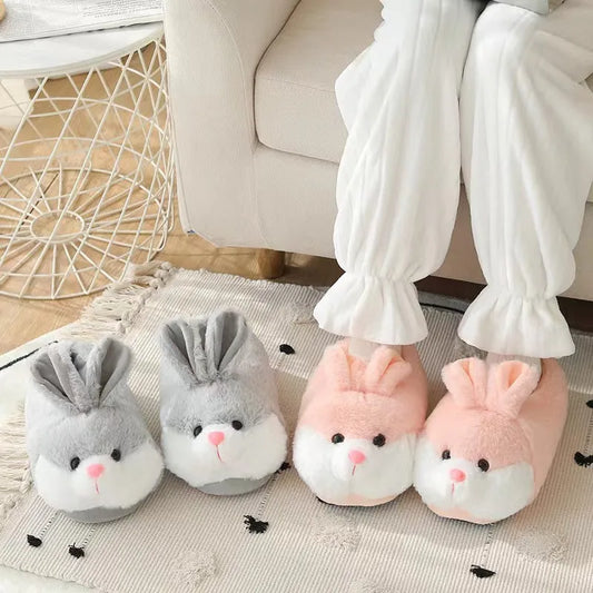 Cute Cartoon Rabbit Cotton Slippers Warm Non-slip Plush Shoes