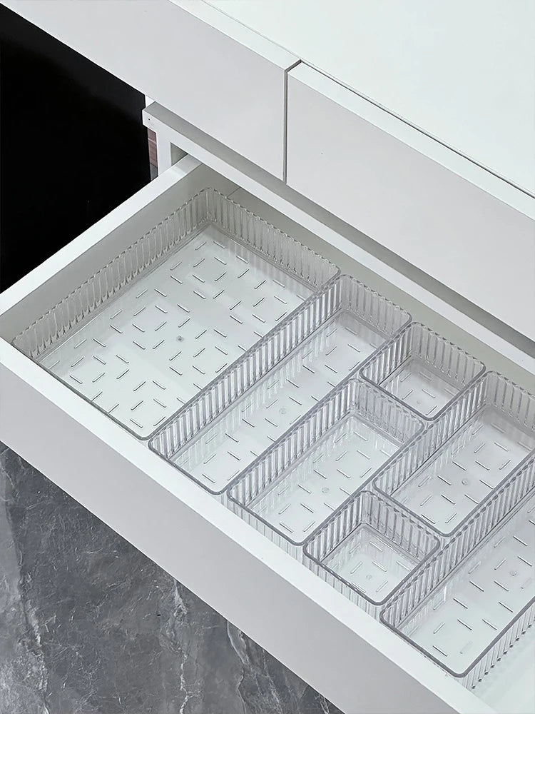Clear Plastic Drawer Organizers Set for Bathroom and Vanity Storage Bins