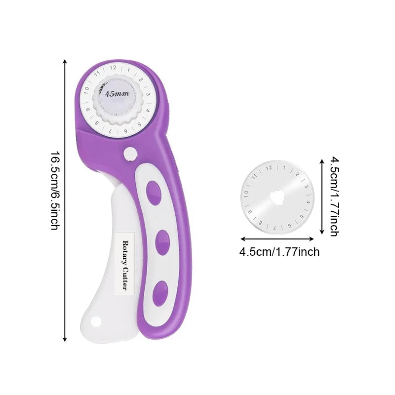 45mm Rotary Cutter with 5 Replacement Blades for Quilting and Sewing Fabric Cutting Tool Set