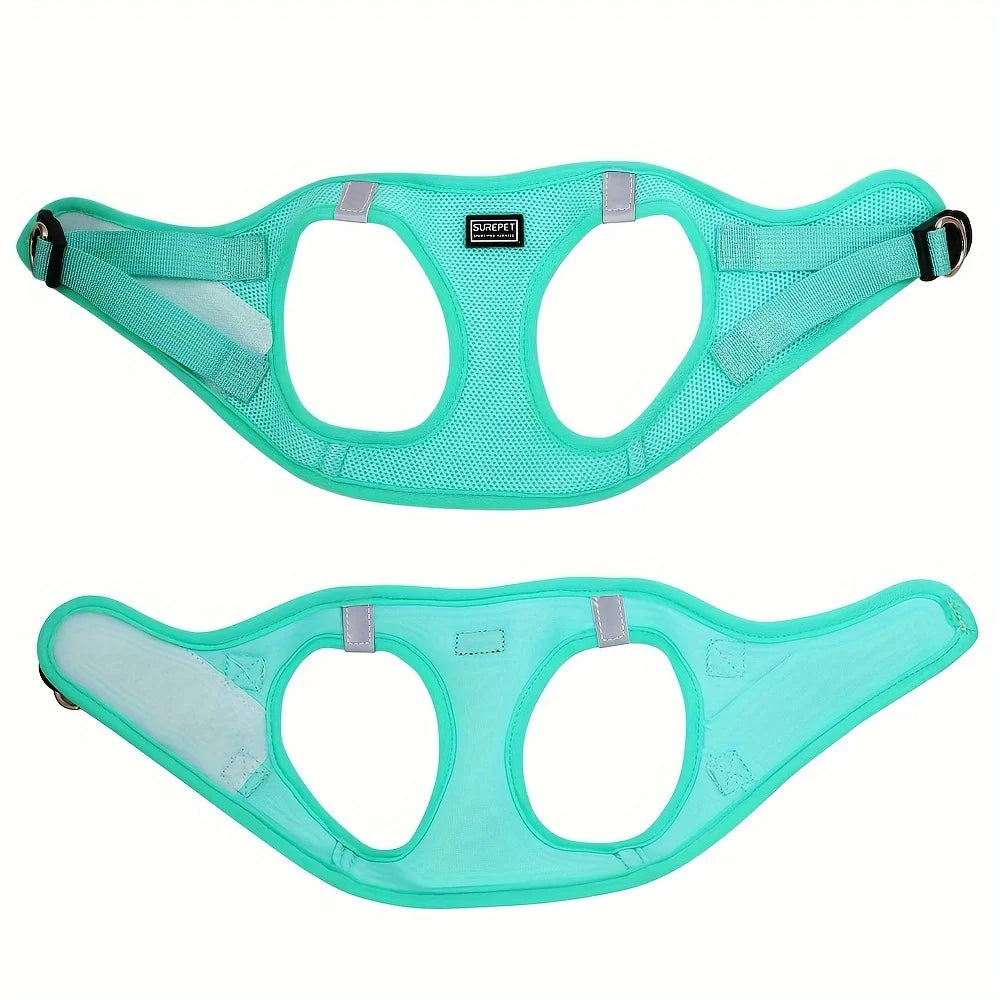 Adjustable cat harness with reflective tape, soft and breathable vest, suitable for walking and preventing escape