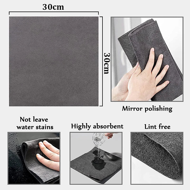 Thickened Microfiber Cleaning Cloths for Streak-Free Car Window and Glass Cleaning Reusable Household Towels