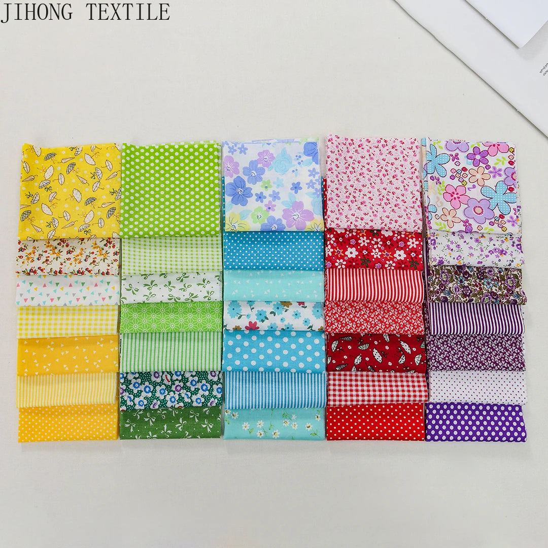 7 Pieces 25x25Cm Cotton Flower Fabric Printed Cloth for DIY