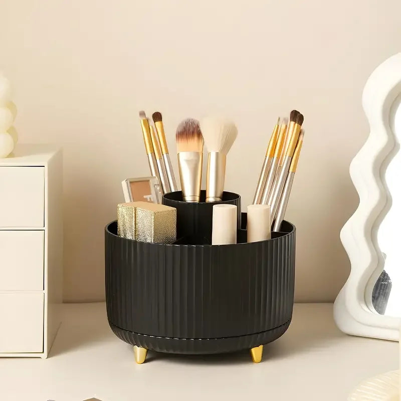 360° Rotating 5 Slot Makeup Brushes Holder Organizer for Vanity Desktop Storage