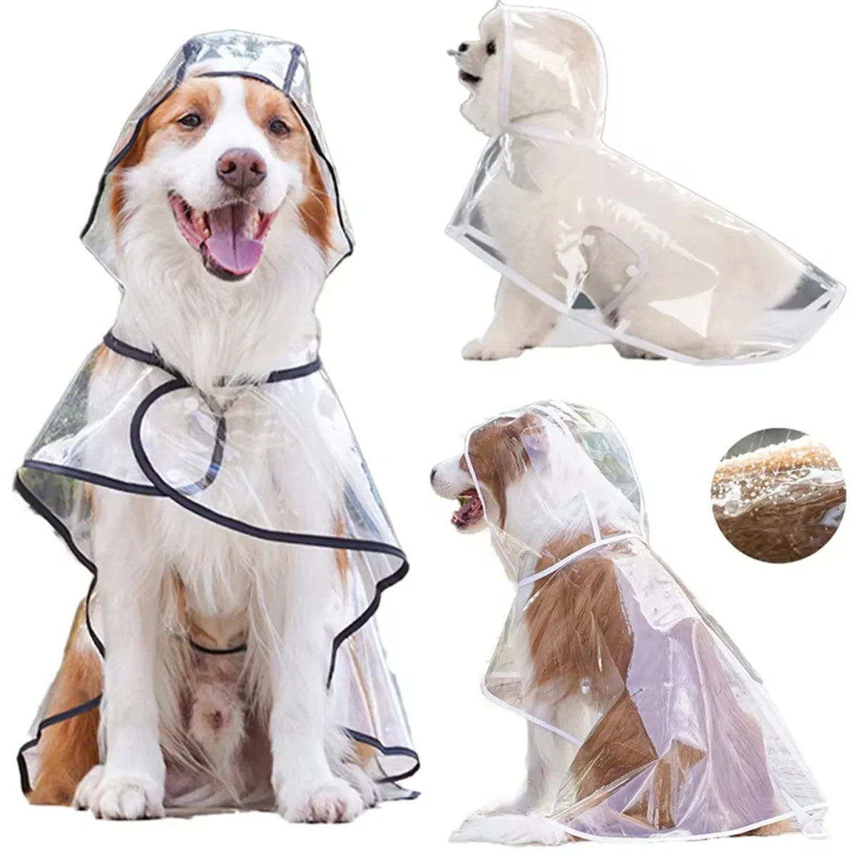 Pet Waterproof Raincoat Pet Dog Puppy Transparent Rainwear Waterproof Jacket Clothes Soft PVC Raincoat for Small Medium-Size Dog