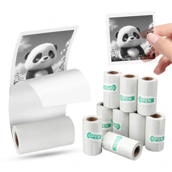 Papel térmico MINI Etiqueta autoadhesiva de impresión para mini impresoras Máquina de poses Pegatinas para cámara para niños Rollos de 57 mm de ancho