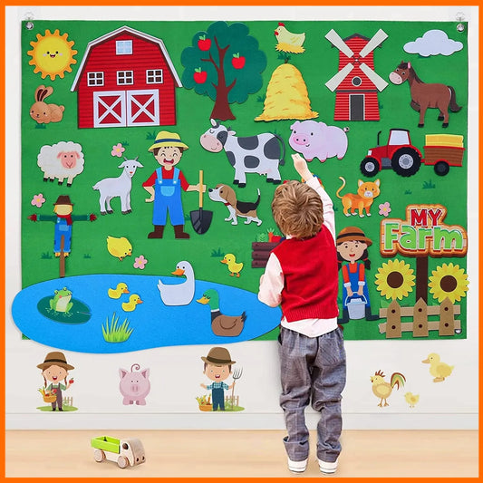 Farm Animals Felt Story Busy Board Set for Toddlers and Preschoolers Interactive Farmhouse Themed Early Learning Play