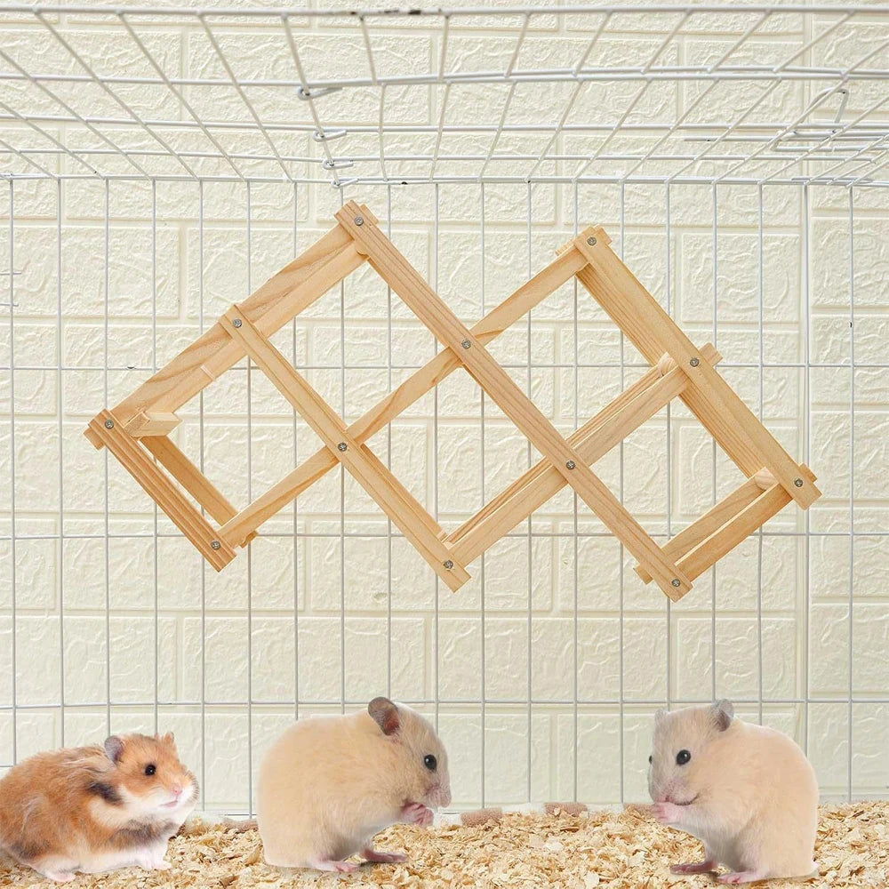 1pc Wooden Climbing Toys Natural Pet Cage Accessories Climbing Ladder Hanging Rodent Toy for Pet Hamster in Cage Playing Chewing