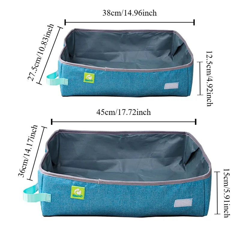 Semi Enclosed Cat Litter Box, Portable Waterproof Oxford Cloth