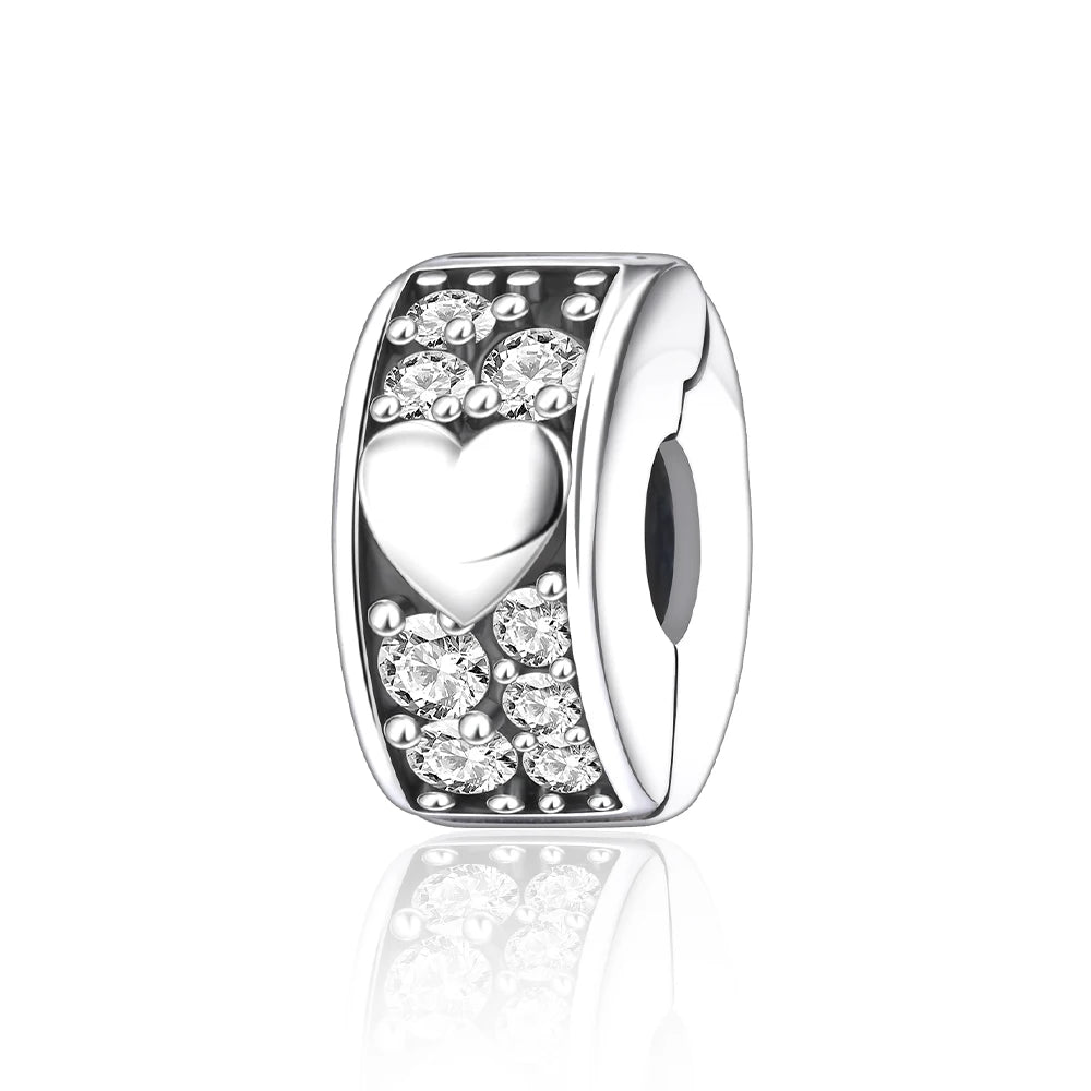 Authentic 925 Sterling Silver Charm Sparkling Star Moon Sun Pendant Jewelry Gift