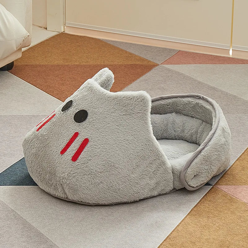 2025 New Semi-enclosed Cat Kennel Winter Warm Slippers Pet Kennel All-season Universal Breathable Non-slip Gray Dog Kennel