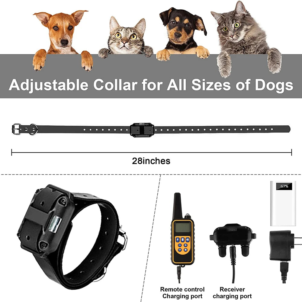 800m Digital Dog Training Collar Waterproof Rechargeable Remote Control Pet with LCD Display for All Size Shock Vibration Sound