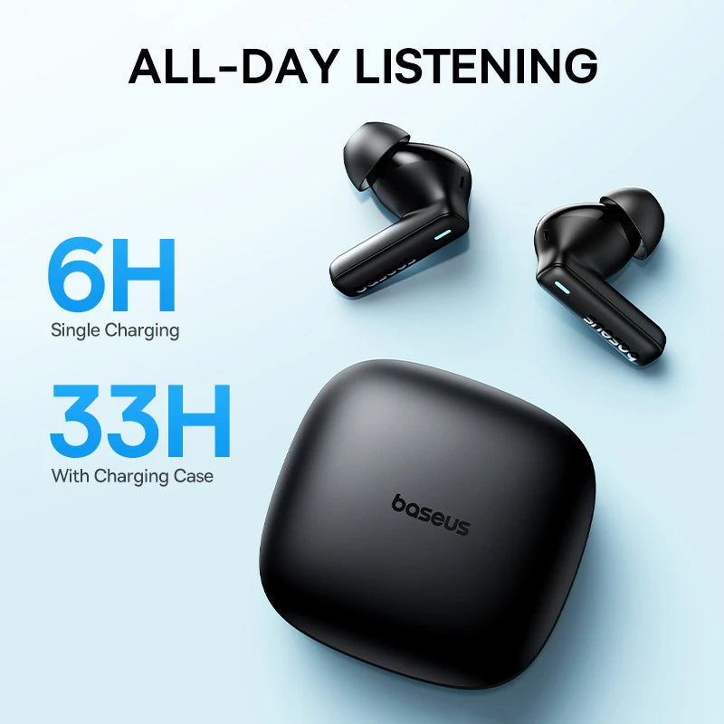 Baseus Bowie E19 True Wireless Earphones 12mm Drivers With Big Bass Bluetooth 5.3 33H Long Playtime IPX5 Waterproof Earbuds