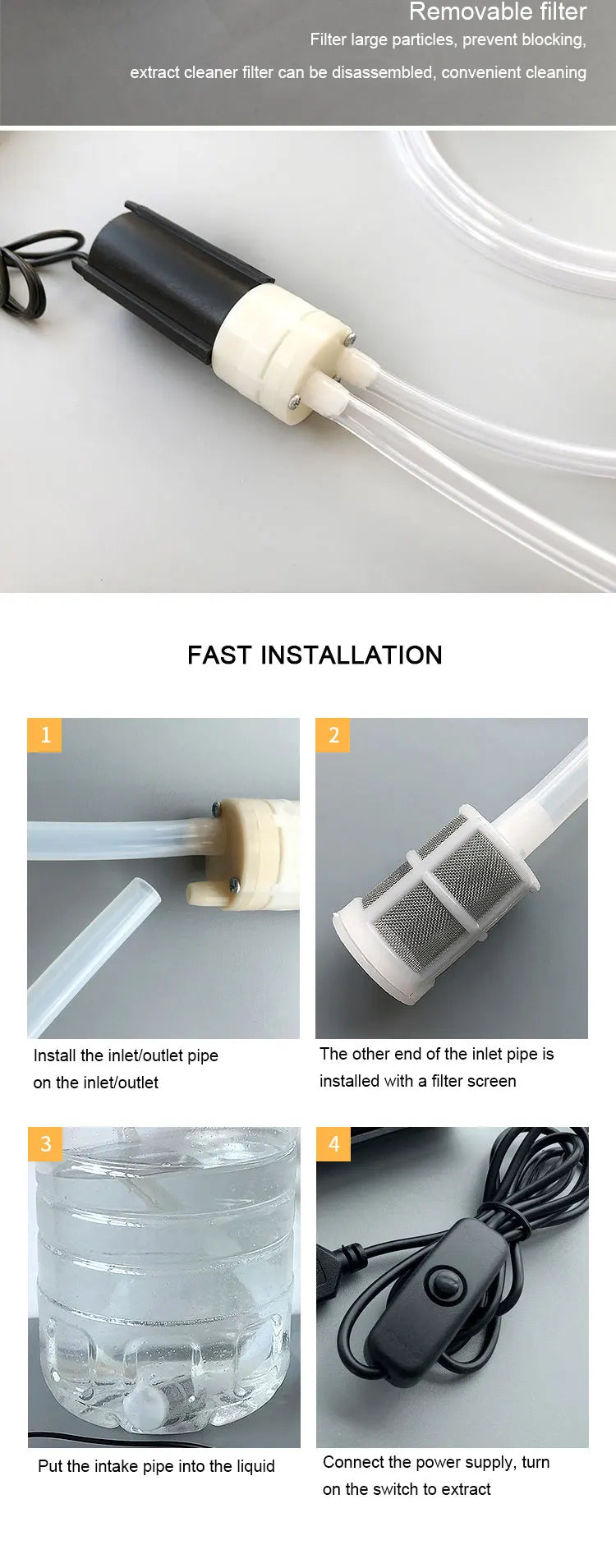 Bomba de vino eléctrica de alto caudal para bricolaje, bomba peristáltica con interfaz USB, bomba dosificadora en miniatura, bomba peristáltica con manguera, bomba de agua eléctrica