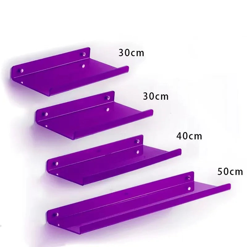 Colour Invisible Acrylic Floating Shelves Wall Mounted Bookshelf Storage Rack for Room and Bathroom