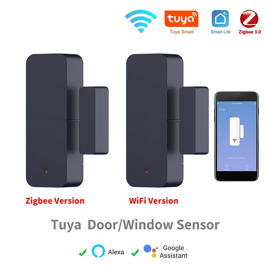 Sensor de puerta Tuya Zigbee Wifi Sensor de entrada de ventana Sensor magnético antirrobo de seguridad Alarma Smart Life Funciona con Alexa Google Home