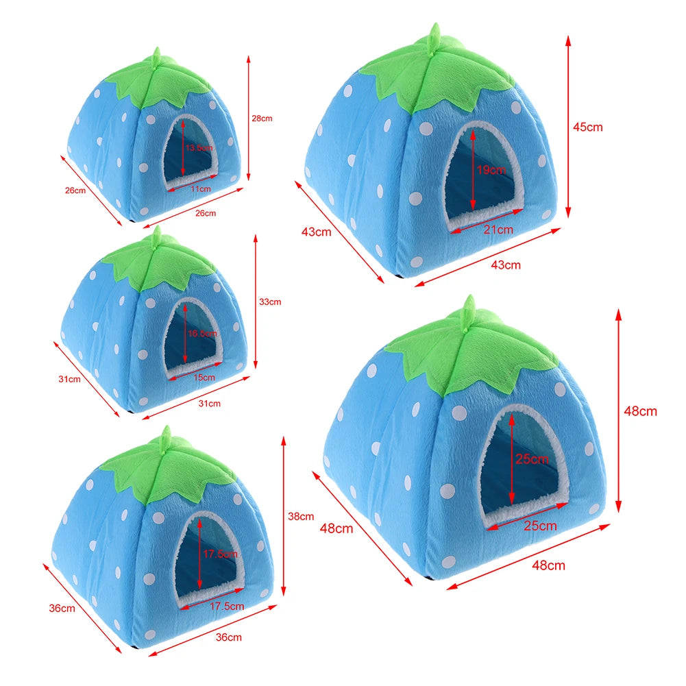 Cute Strawberry Dog Bed Sofa Cave Dual-Purpose Winter Dog Sleeping Bag Washable Foldable Soft Creative Fashion Pet Nest Supplies