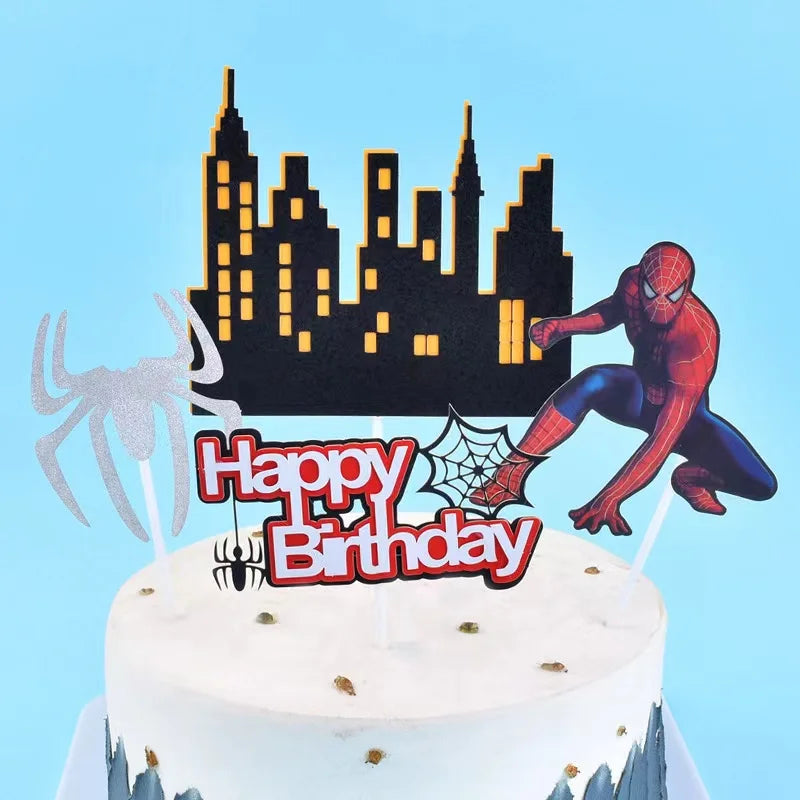 Spiderman cake plug cartoon children birthday cake plug baking dessert table decoration happy birthday ornaments kawaii