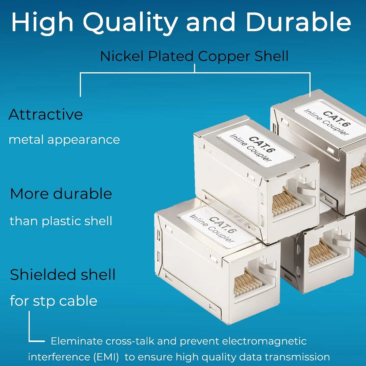 Acoplador extensor Ethernet ZOERAX RJ45 de 10 Gbps, conector hembra a hembra de acoplador Ethernet Cat7 para cable Cat7/Cat6/Cat5e