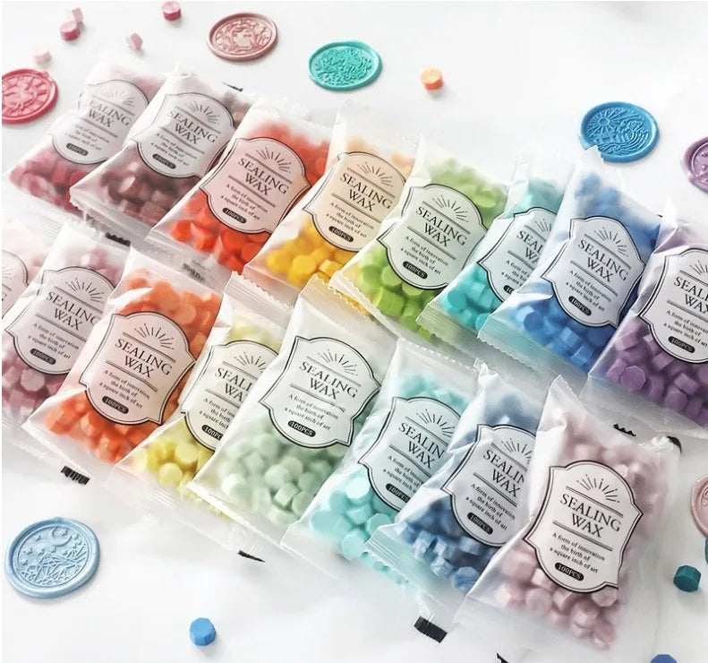 100Pcs Color Sealing Multicolor Wax Seal Beads for DIY Wedding Invitations and Gift Wrapping