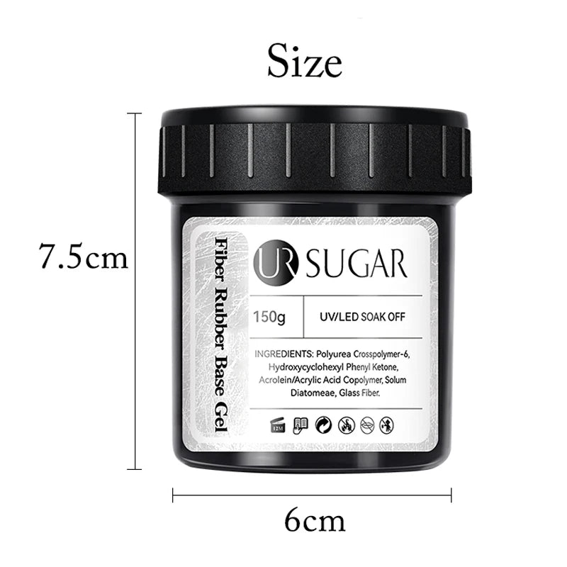 UR SUGAR 150g Semi Permanent Nail Gel Polish Fiber Rubber Base for Acrylic Nail Art Manicure