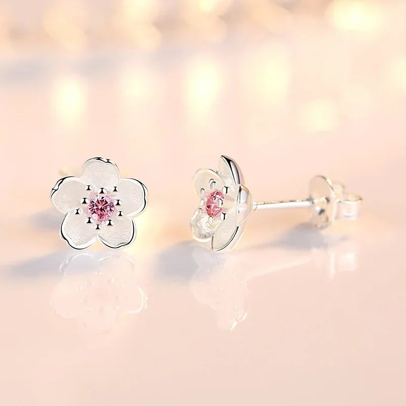 New arrive 925 Sterling Silver Crystal Jewelry custom Flower Stud Earrings For Women wedding accessories Holiday gifts