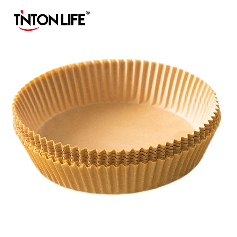 50/100 piezas de papel desechable para freidora de aire, revestimiento antiadherente para placa de barbacoa, almohadilla redonda para sartén de horno para freidora de aire de 16 cm y microondas