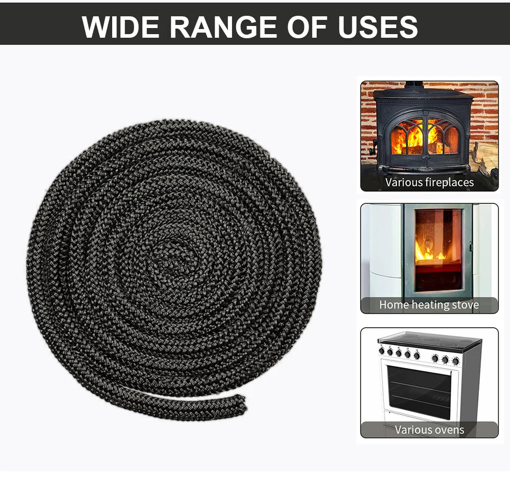 6/8/10/12mm 2M Wood Stove Gasket Fireplace Sealing Rope Fiberglass Fireproof Cord Wooden Burner Door Gasket Chimneys Boiler Seal