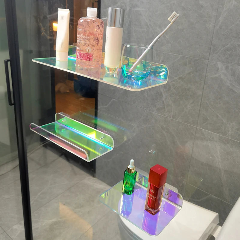 Colour Invisible Acrylic Floating Shelves Wall Mounted Bookshelf Storage Rack for Room and Bathroom