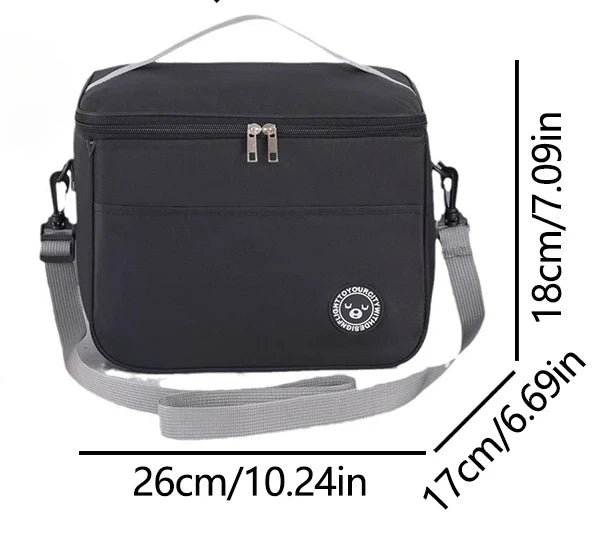 Large-capacity hand-held with shoulder strap insulated bag, lunch box bag, student thickened waterproof lunch bag。-zmt