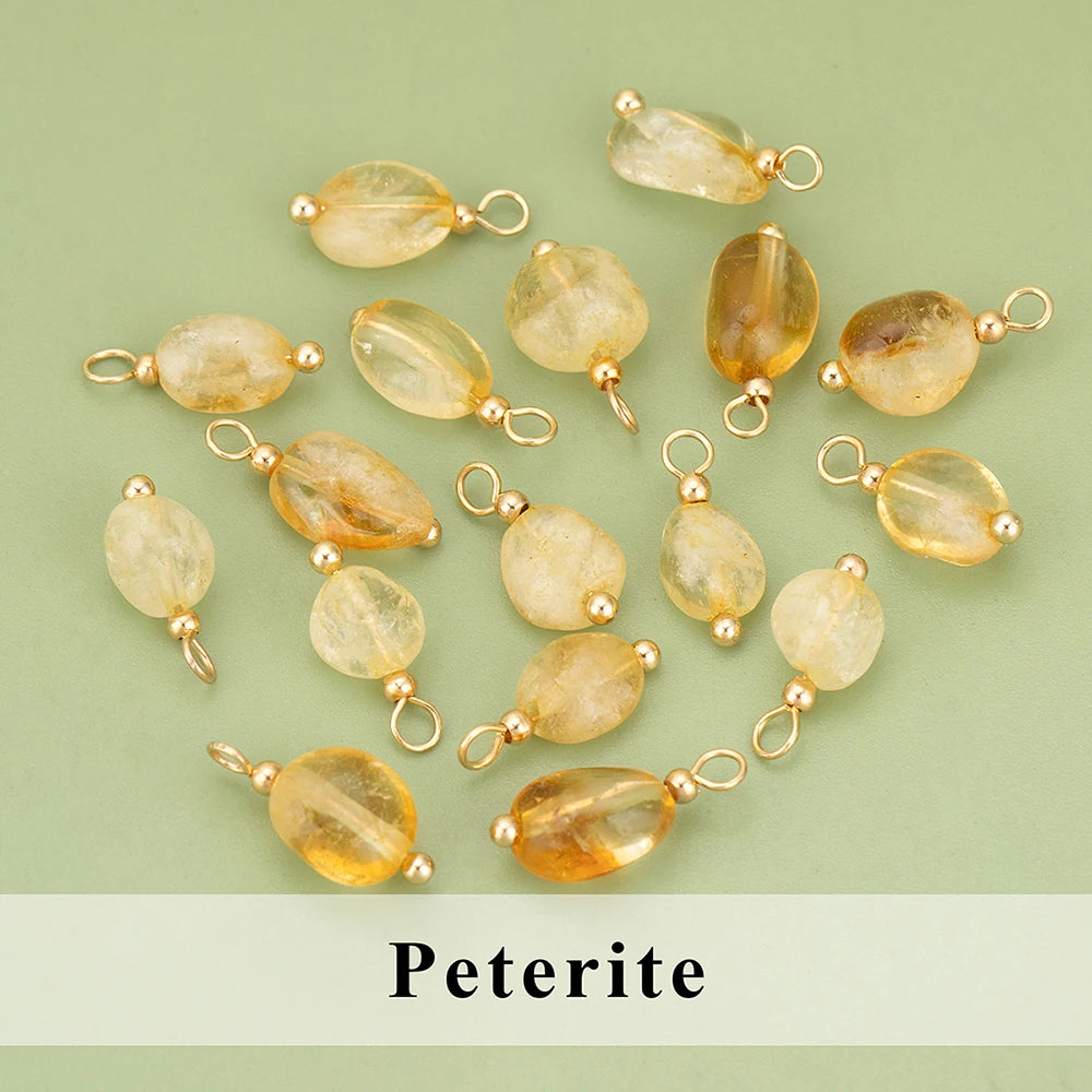 YEGUI C324S 20pcs Natural Stone Charms 18K Gold Plated