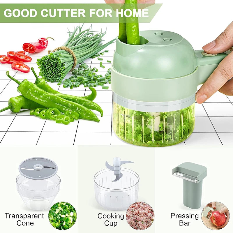 5 in 1 Electric Vegetable Cutter Set Portable Wireless Food Processor for Garlic Pepper Meat