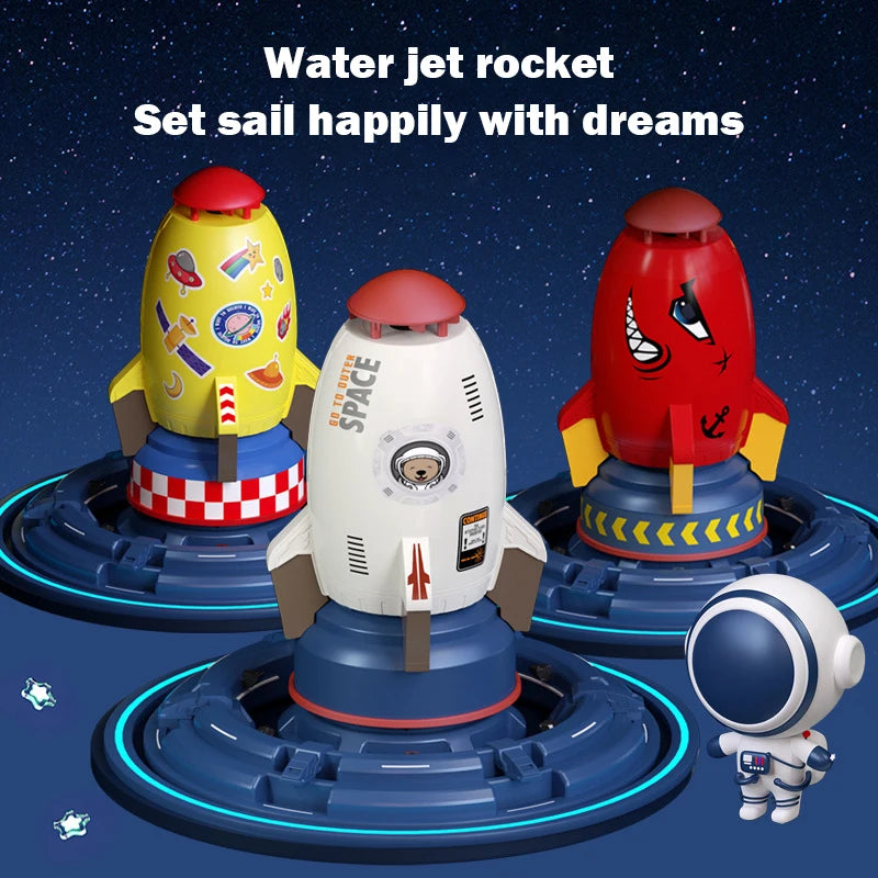 Flying Jet Rocket Fountain Sprinkler Water Toy for Kids 360 Degree Rotating Outdoor Pool Fun