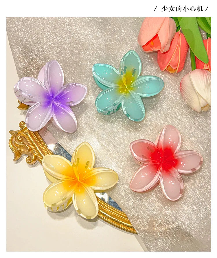 Bohemian Beach Vacation Lily Flower Hair Claw Sweet Hair Clip for Women Floral  Claws Fashion Girl  Accessories Gift