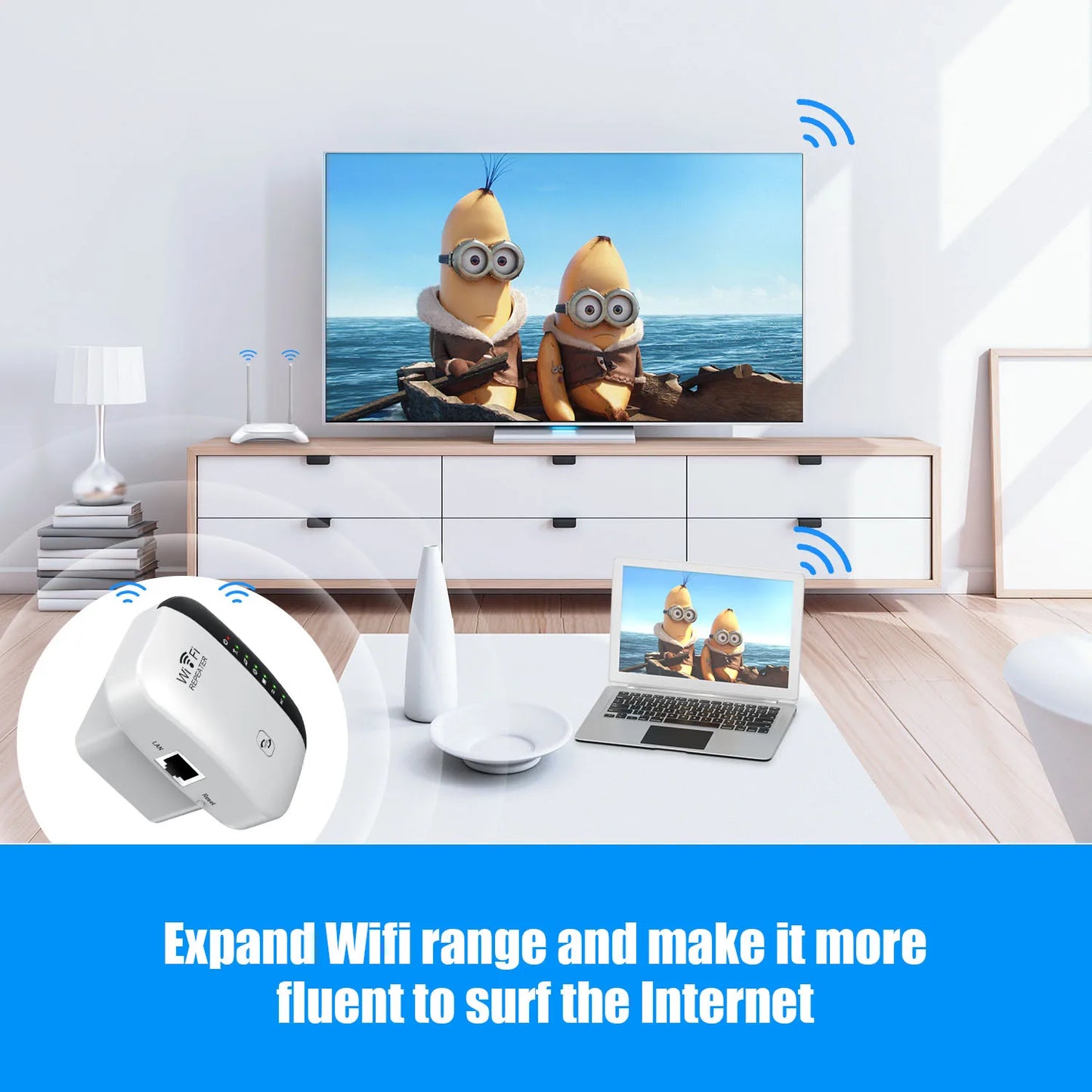 Wireless WiFi Repeater 300Mbps WiFi Extender Amplifier Booster Router 802.11N WPS Long Range 7 Status Light WiFi Repeater for PC