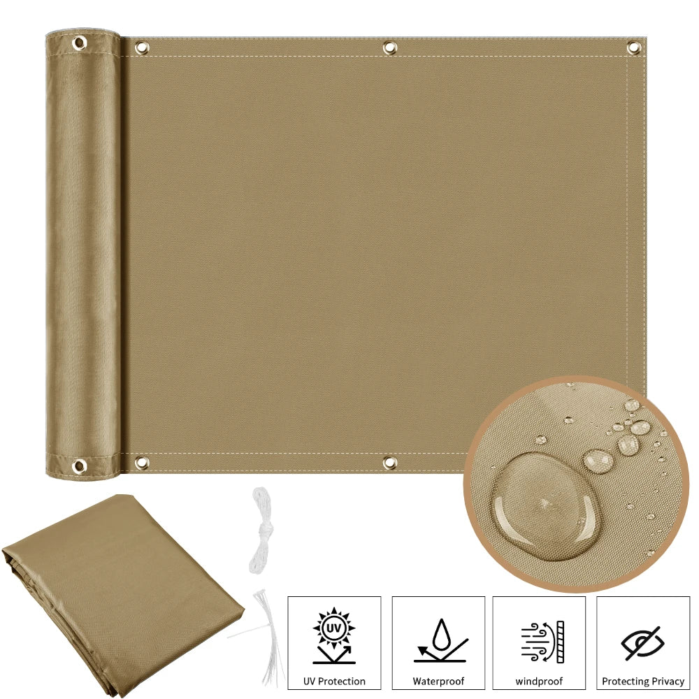 Balcony Privacy Screen Cover Waterproof Shade Cloth with 95 Percent UV Protection for Patio Deck Garden and Pool Decor