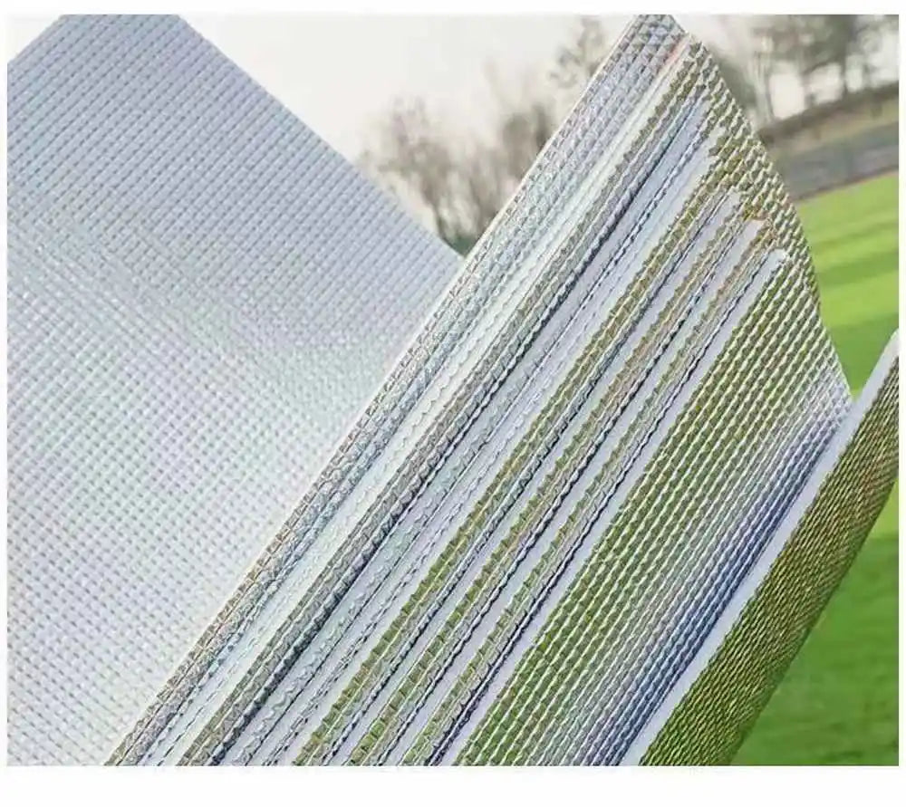 Película de aluminio doble Película reflectante Cubierta aislante Ahorro de energía Protector solar Impermeable Ruido Techo tipo colmena Calefacción por suelo radiante