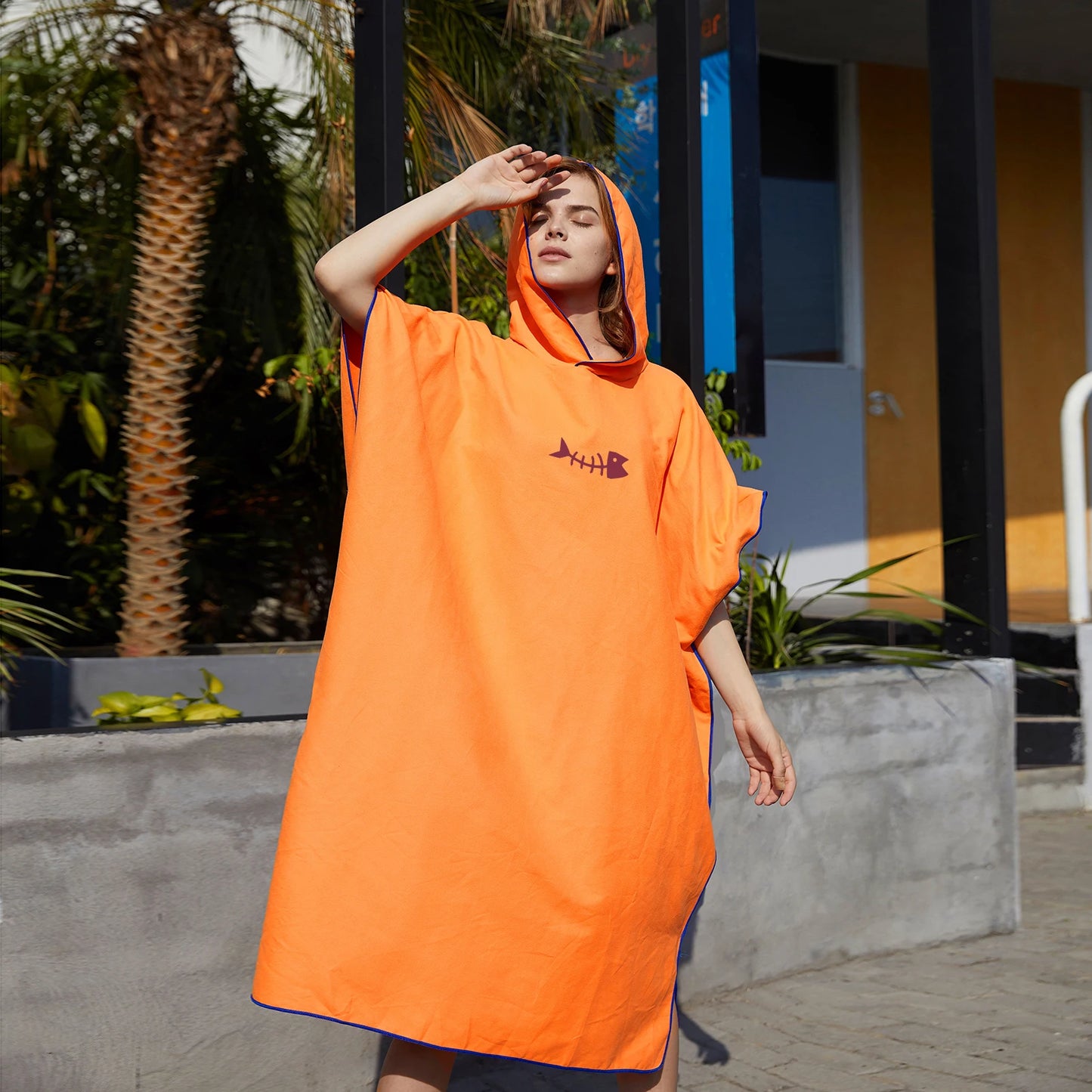 Surf Changing Poncho Towel with Hood – Quick-Dry Microfiber Beach Towel for Adults, Wetsuit & Swim Use