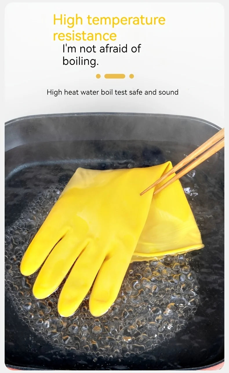 5 Pack Waterproof Yellow Rubber Gloves for Gardening and Household Cleaning Durable Long Design for Men and Women