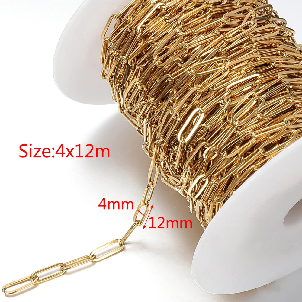 2Meters Stainless Steel Link Cable Gold Chains for DIY Jewelry