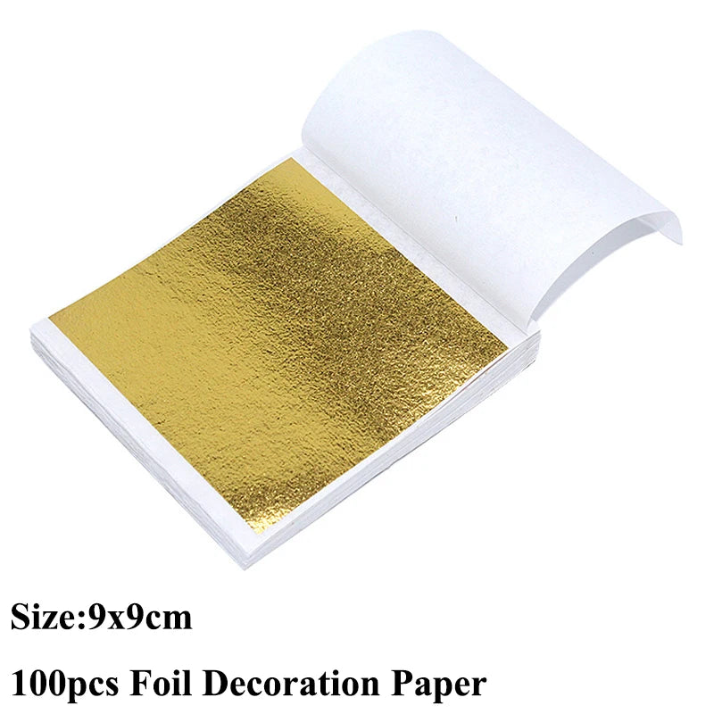 100pcs Imitation Gold Sliver Copper Foil Paper for DIY Crafts