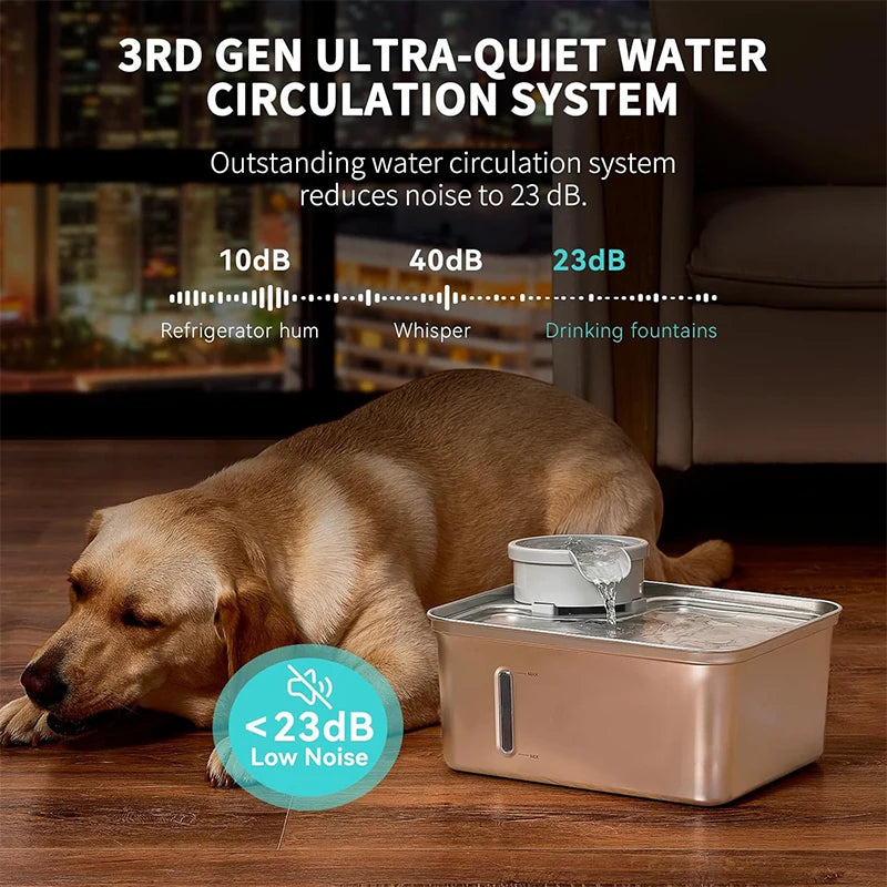 8L large capacity stainless steel cat/dog smart water dispenser