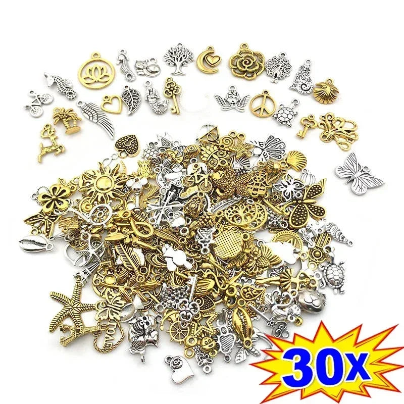 30/100pcs DIY Mixed Cartoon Animal Tree Enamel Charms Beads for Jewelry Making