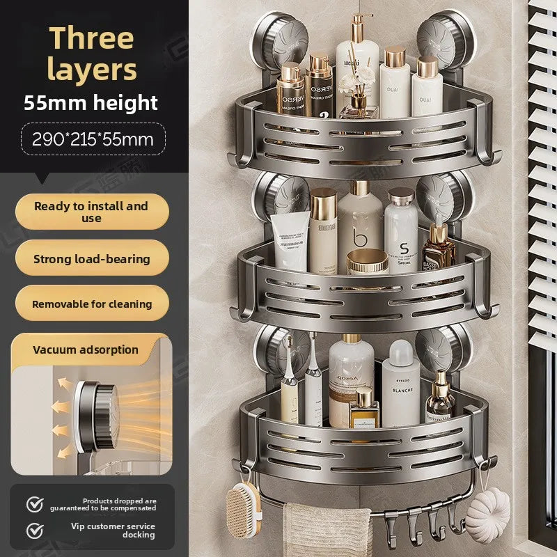Bathroom suction cup triangular basket storage rack, bathroom washbasin corner, no need to drill holes, wall-mounted toilet