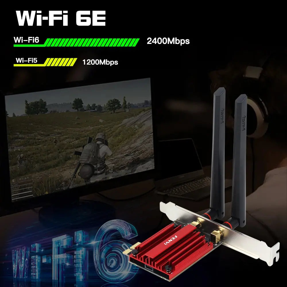 Adaptador PCIE inalámbrico FENVI WiFi 6E AX210 de 5374 Mbps, tribanda, 2,4 G/5 G/6 Ghz, compatible con Bluetooth 5.3, tarjeta de red WiFi para Windows 10/11