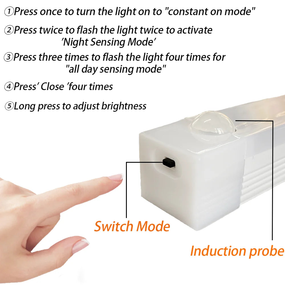 LED Motion Sensor Light Wireless Type C Rechargeable Night Lamp for Kitchen Cabinet and Wardrobe