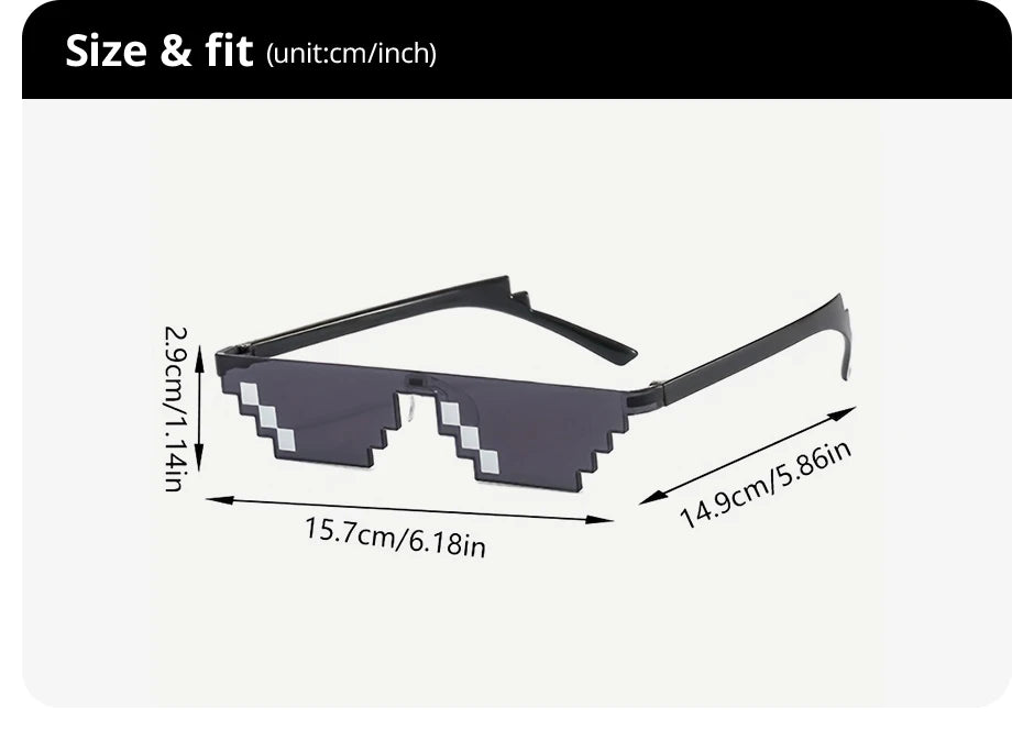 2Pcs Mosaic Sunglasses Vintage Pixelated Shades for Party